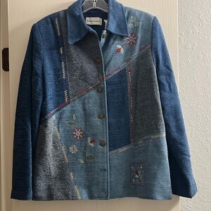 Alfred Dunner Blue Embroidered Jean Jacket